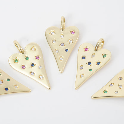 Gold Heart Charms,18K Gold Filled Heart Pendant,Heart Charm Bracelet Necklace for DIY Jewelry Making Supply