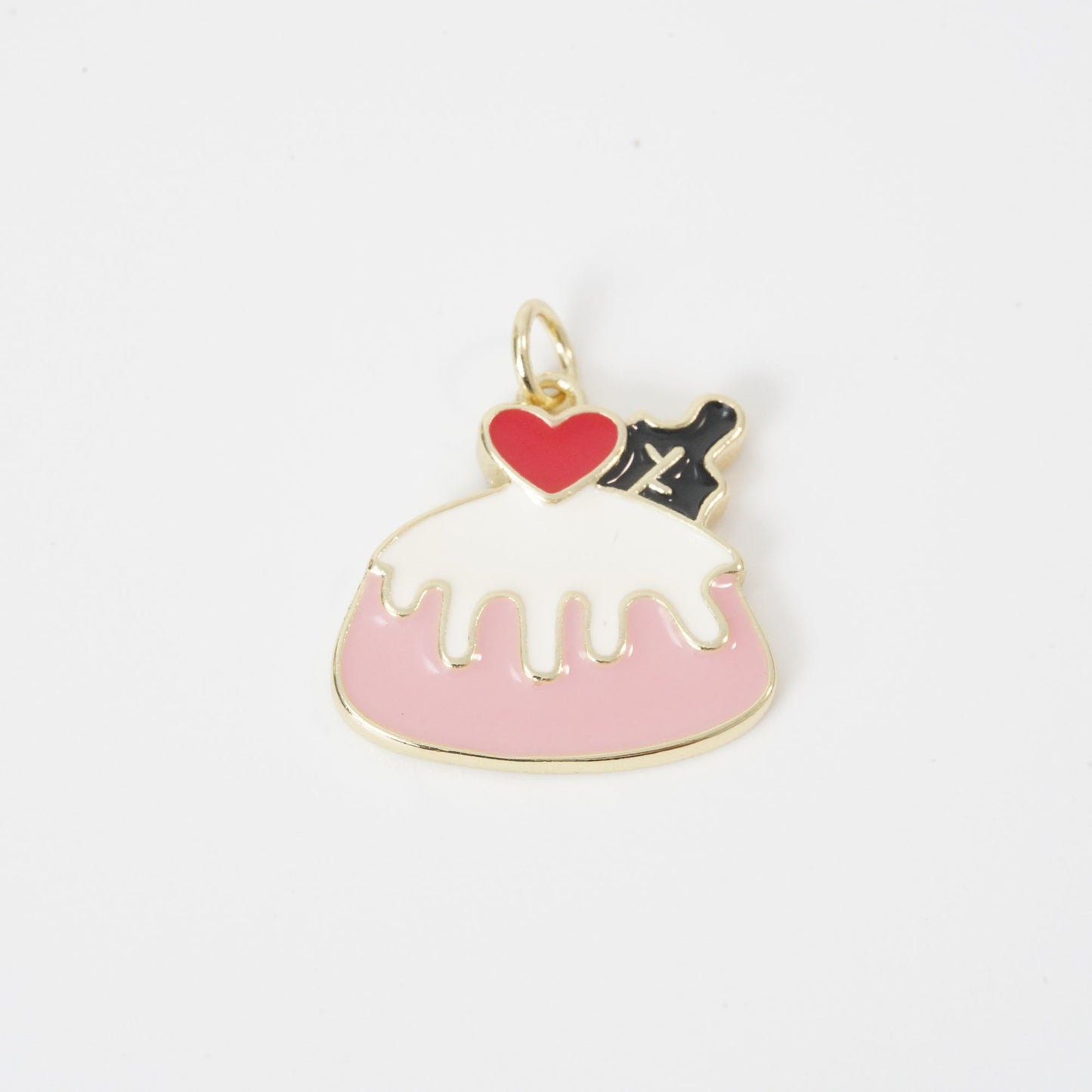 Gold Cake Charms,18K Gold Filled cake Pendant,cute cake Charm Bracelet Necklace for DIY Jewelry Making Supply