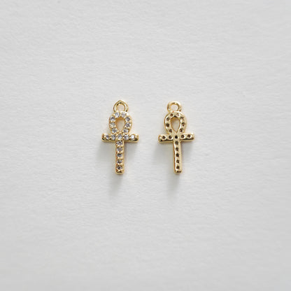 Gold Cross Charms,18K Gold Filled Cross Pendant,Silver Religious Charm Bracelet Necklace for DIY Jewelry Making Supply