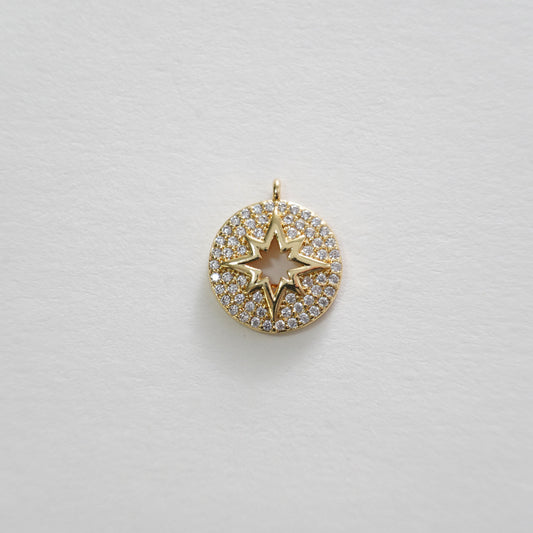 Gold Star Charms,18K Gold Filled Starburst Pendant,North Star Charm Bracelet Necklace for DIY Jewelry Making Supply