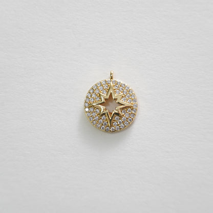 Gold Star Charms,18K Gold Filled Starburst Pendant,North Star Charm Bracelet Necklace for DIY Jewelry Making Supply