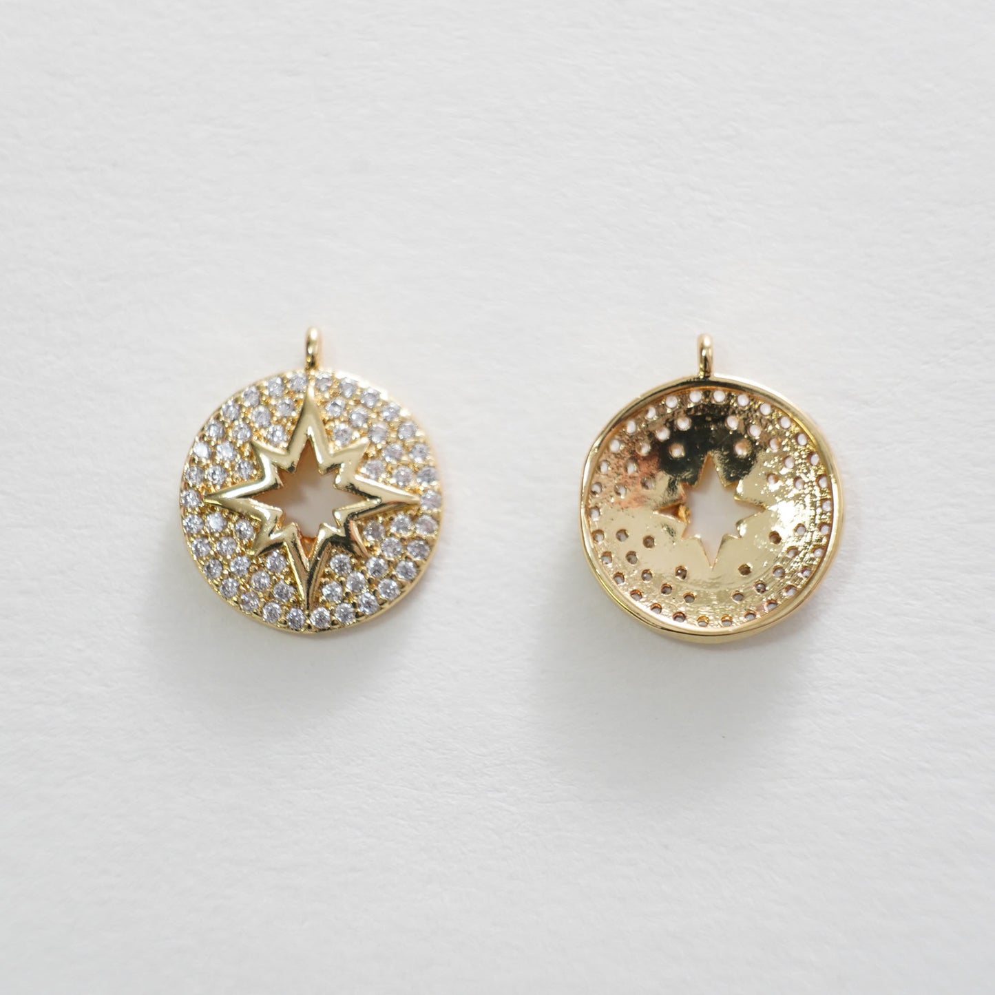 Gold Star Charms,18K Gold Filled Starburst Pendant,North Star Charm Bracelet Necklace for DIY Jewelry Making Supply