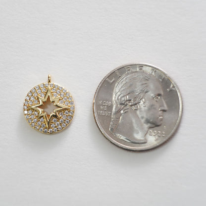 Gold Star Charms,18K Gold Filled Starburst Pendant,North Star Charm Bracelet Necklace for DIY Jewelry Making Supply