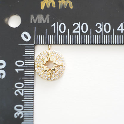 Gold Star Charms,18K Gold Filled Starburst Pendant,North Star Charm Bracelet Necklace for DIY Jewelry Making Supply