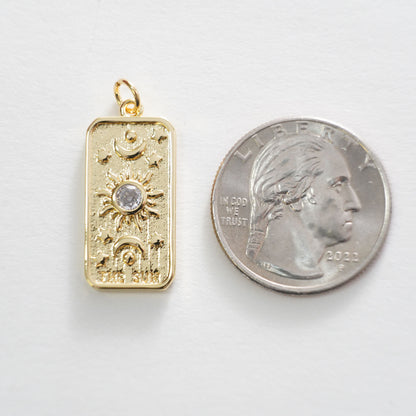 Gold Celestial Charms,18K Gold Filled Sun Pendant,Moon Charm Bracelet Necklace for DIY Jewelry Making Supply