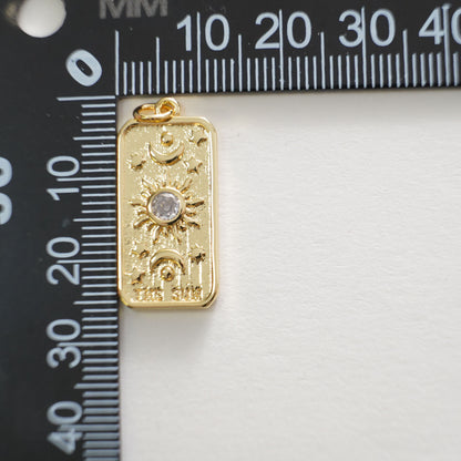 Gold Celestial Charms,18K Gold Filled Sun Pendant,Moon Charm Bracelet Necklace for DIY Jewelry Making Supply