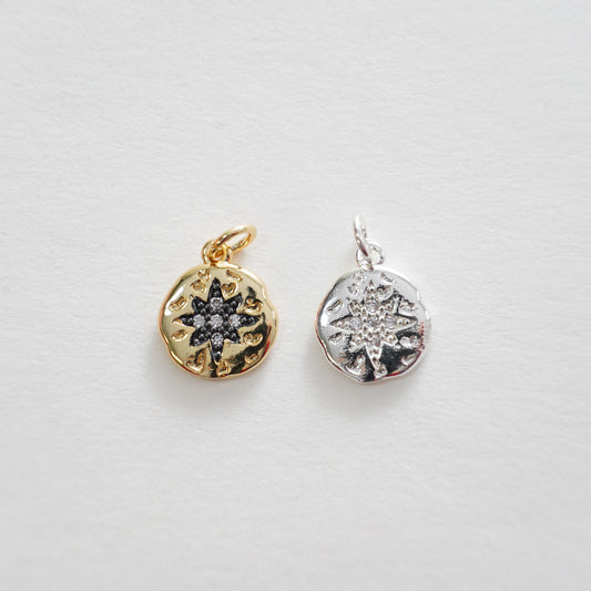 Gold Star Charms,18K Gold Filled Starburst Pendant,North Star Charm Bracelet Necklace for DIY Jewelry Making Supply
