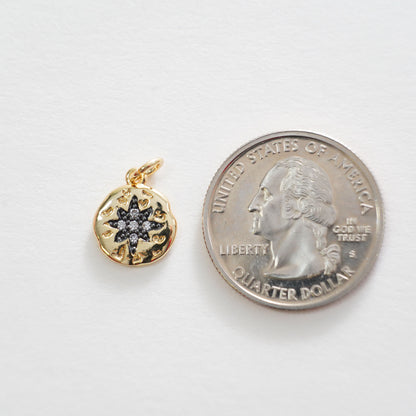 Gold Star Charms,18K Gold Filled Starburst Pendant,North Star Charm Bracelet Necklace for DIY Jewelry Making Supply