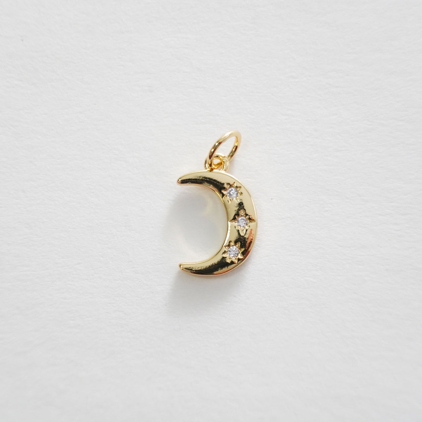Gold Moon Charms,18K Gold Filled Moon Pendant,CZ Micro Pave Star Charm Bracelet Necklace for DIY Jewelry Making Supply