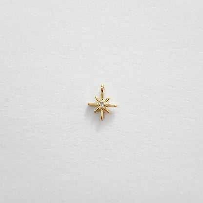 Gold Star Charms,18K Gold Filled Starburst Pendant,North Star Charm Bracelet Necklace for DIY Jewelry Making Supply