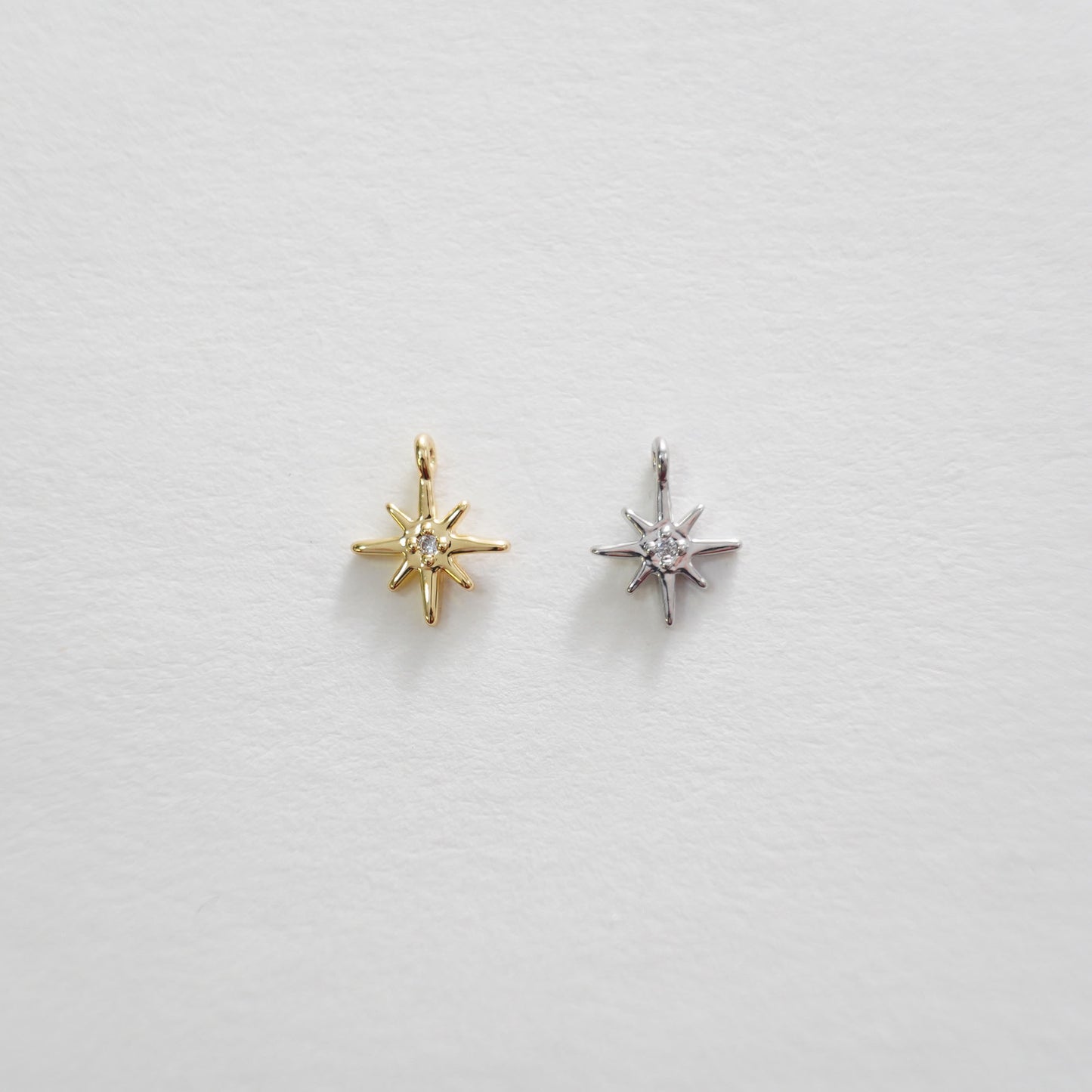 Gold Star Charms,18K Gold Filled Starburst Pendant,North Star Charm Bracelet Necklace for DIY Jewelry Making Supply