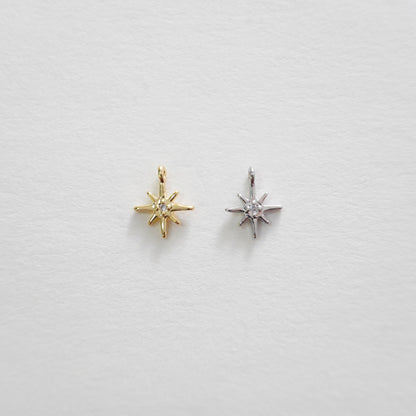 Gold Star Charms,18K Gold Filled Starburst Pendant,North Star Charm Bracelet Necklace for DIY Jewelry Making Supply