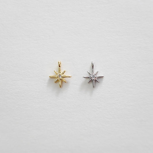 Gold Star Charms,18K Gold Filled Starburst Pendant,North Star Charm Bracelet Necklace for DIY Jewelry Making Supply