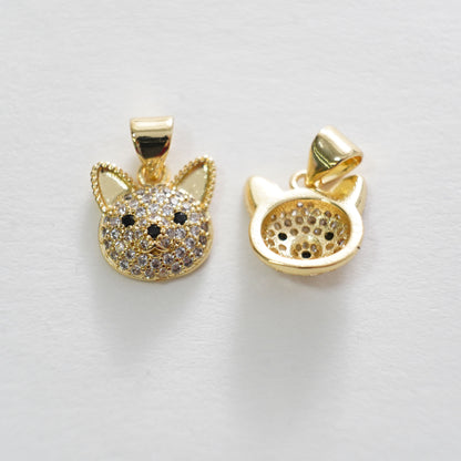 Gold Dog Charms,18K Gold Filled Dog Pendant,cute Dog Charm Bracelet Necklace for DIY Jewelry Making Supply