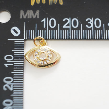 Gold Evil Eye Charms,18K Gold Filled Evil Eye Pendant,CZ Micro Pave Silver Evil Eye Charm Bracelet Necklace for DIY Jewelry Making Supply