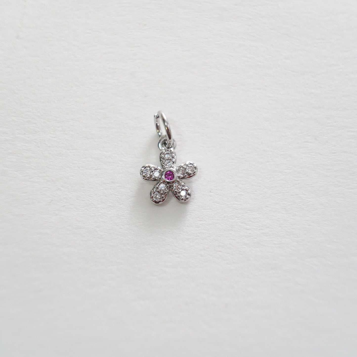 Gold Flower Charms,18K Gold Filled CZ flower Pendant,Silver flower Charm Bracelet Necklace for DIY Jewelry Making Supply