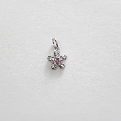 Gold Flower Charms,18K Gold Filled CZ flower Pendant,Silver flower Charm Bracelet Necklace for DIY Jewelry Making Supply