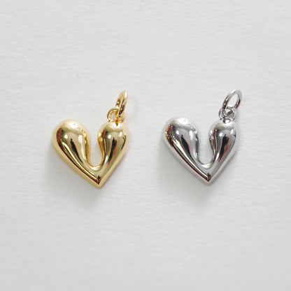Gold Heart Charms,18K Gold Filled Heart Pendant,Heart Charm Bracelet Necklace for DIY Jewelry Making Supply