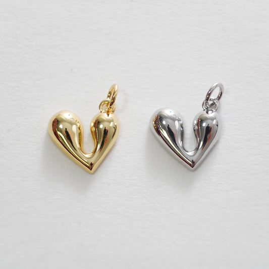 Gold Heart Charms,18K Gold Filled Heart Pendant,Heart Charm Bracelet Necklace for DIY Jewelry Making Supply