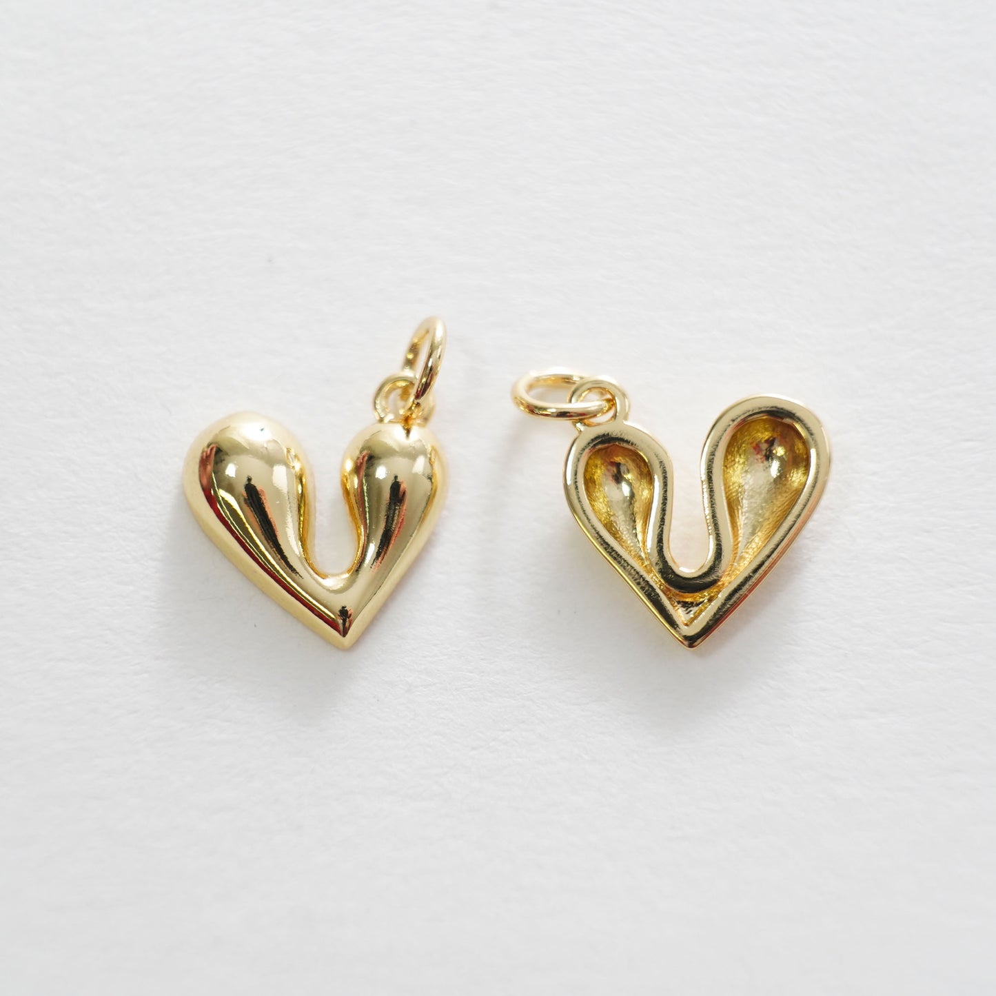 Gold Heart Charms,18K Gold Filled Heart Pendant,Heart Charm Bracelet Necklace for DIY Jewelry Making Supply