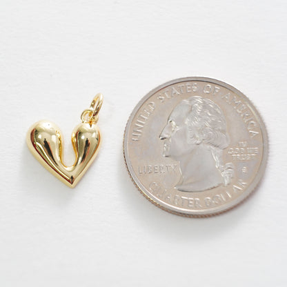 Gold Heart Charms,18K Gold Filled Heart Pendant,Heart Charm Bracelet Necklace for DIY Jewelry Making Supply