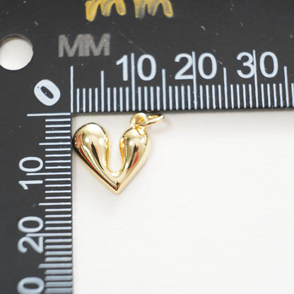 Gold Heart Charms,18K Gold Filled Heart Pendant,Heart Charm Bracelet Necklace for DIY Jewelry Making Supply