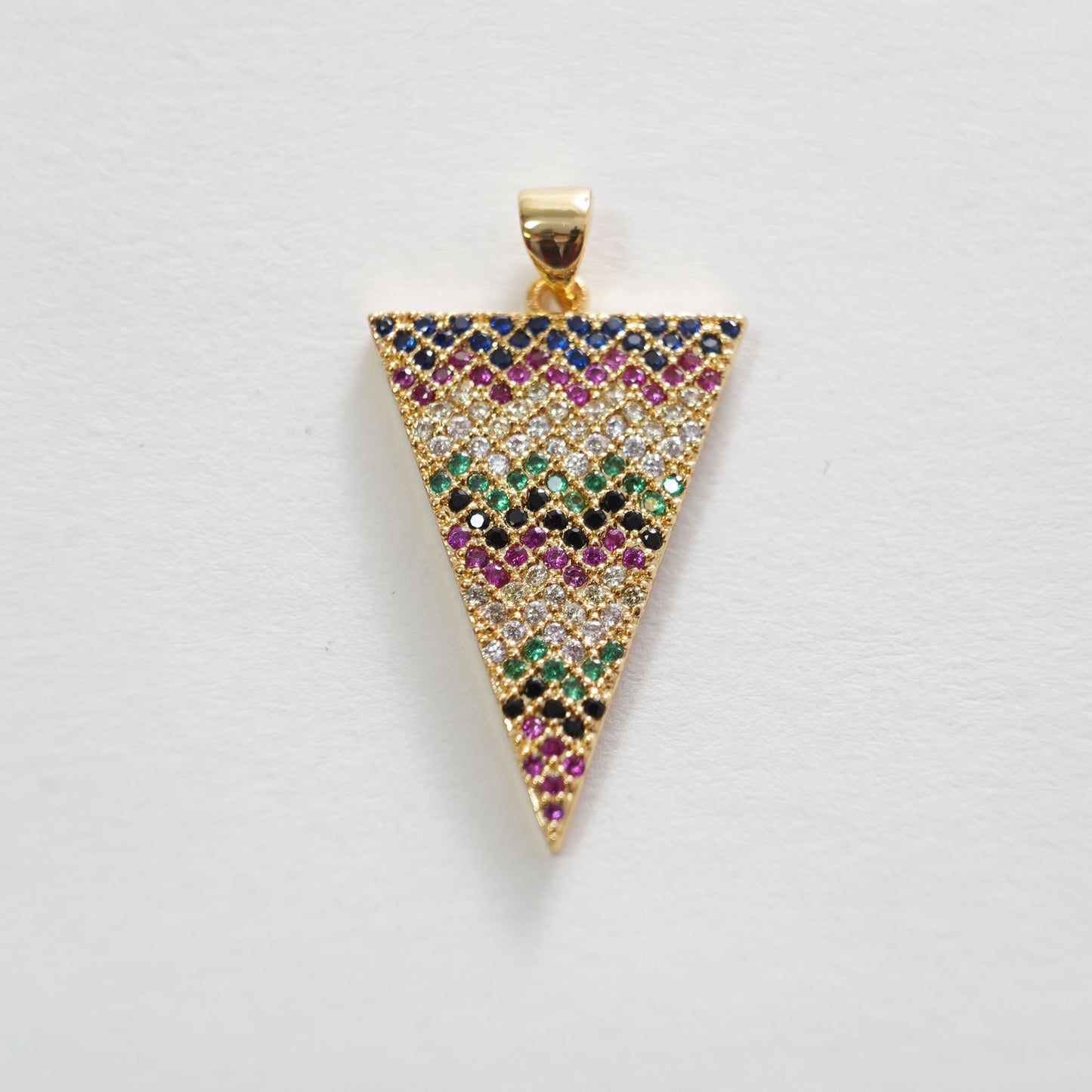 Gold Spike Charms,18K Gold Filled Triangle Pendant,CZ Micro Pave Color Triangle Charm Bracelet Necklace for DIY Jewelry Making Supply