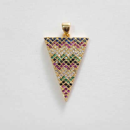 Gold Spike Charms,18K Gold Filled Triangle Pendant,CZ Micro Pave Color Triangle Charm Bracelet Necklace for DIY Jewelry Making Supply
