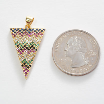 Gold Spike Charms,18K Gold Filled Triangle Pendant,CZ Micro Pave Color Triangle Charm Bracelet Necklace for DIY Jewelry Making Supply