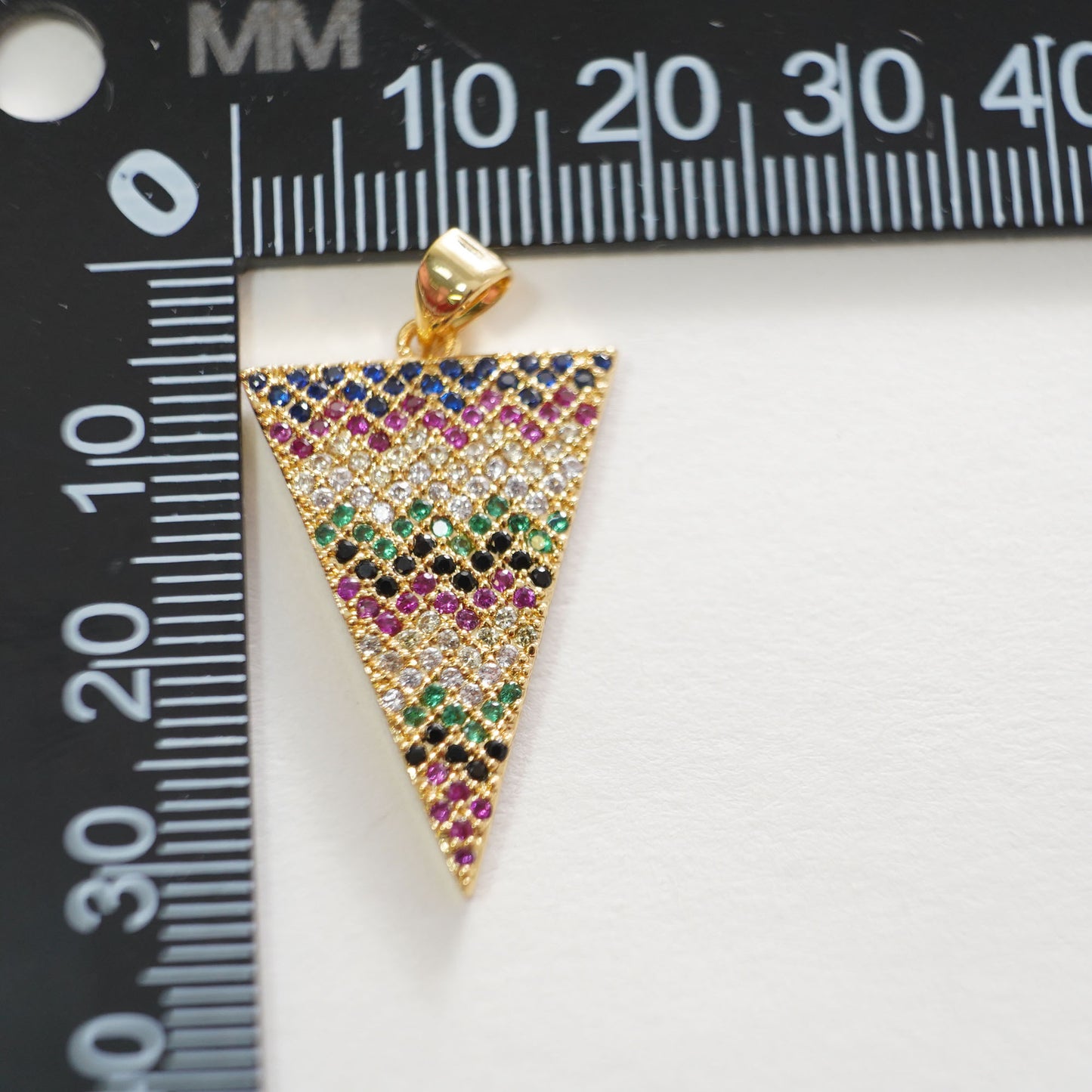 Gold Spike Charms,18K Gold Filled Triangle Pendant,CZ Micro Pave Color Triangle Charm Bracelet Necklace for DIY Jewelry Making Supply