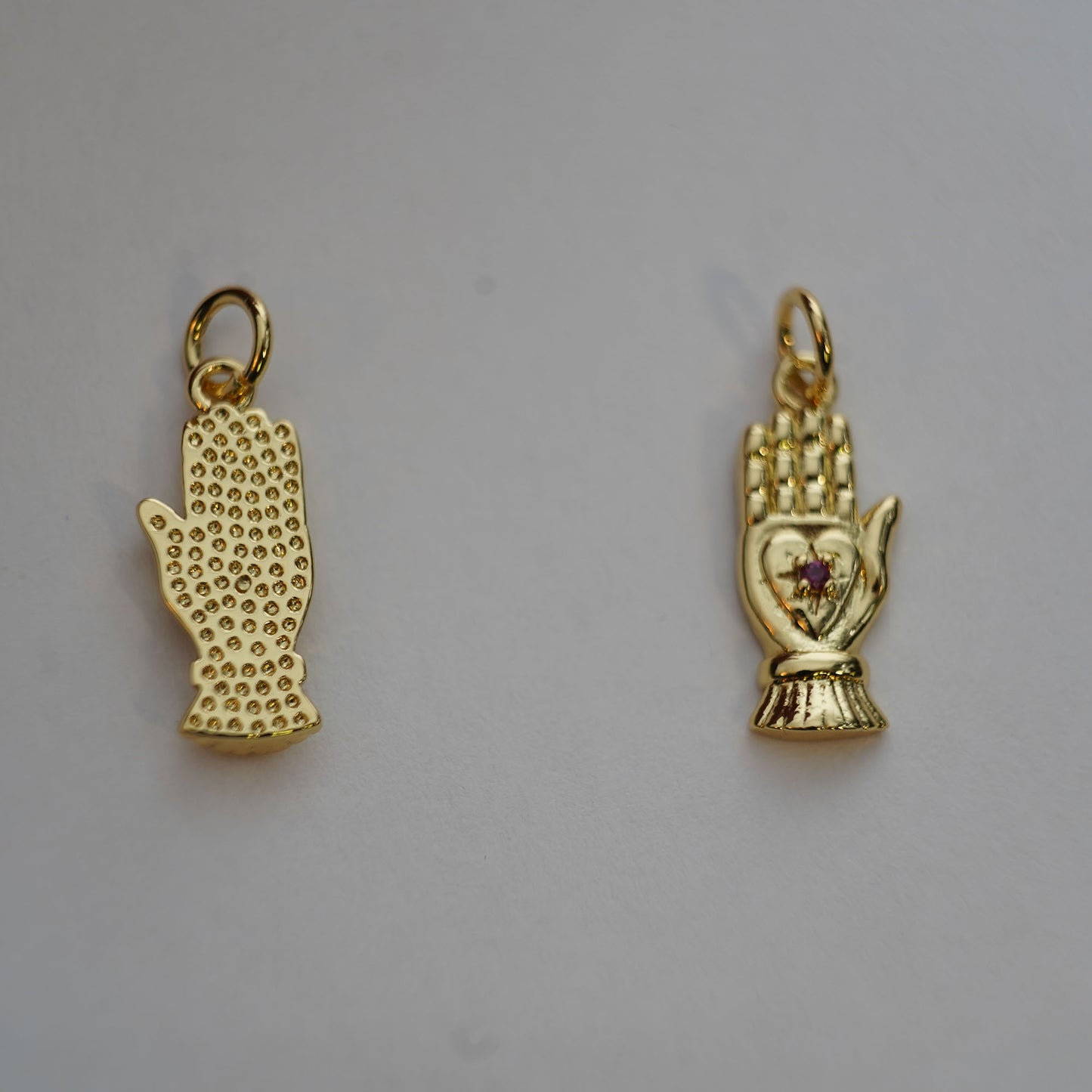 18K Gold Filled CZ Hamsa Hand Pendant,Hand Gesture Charm Necklace for DIY Jewelry Making Supply