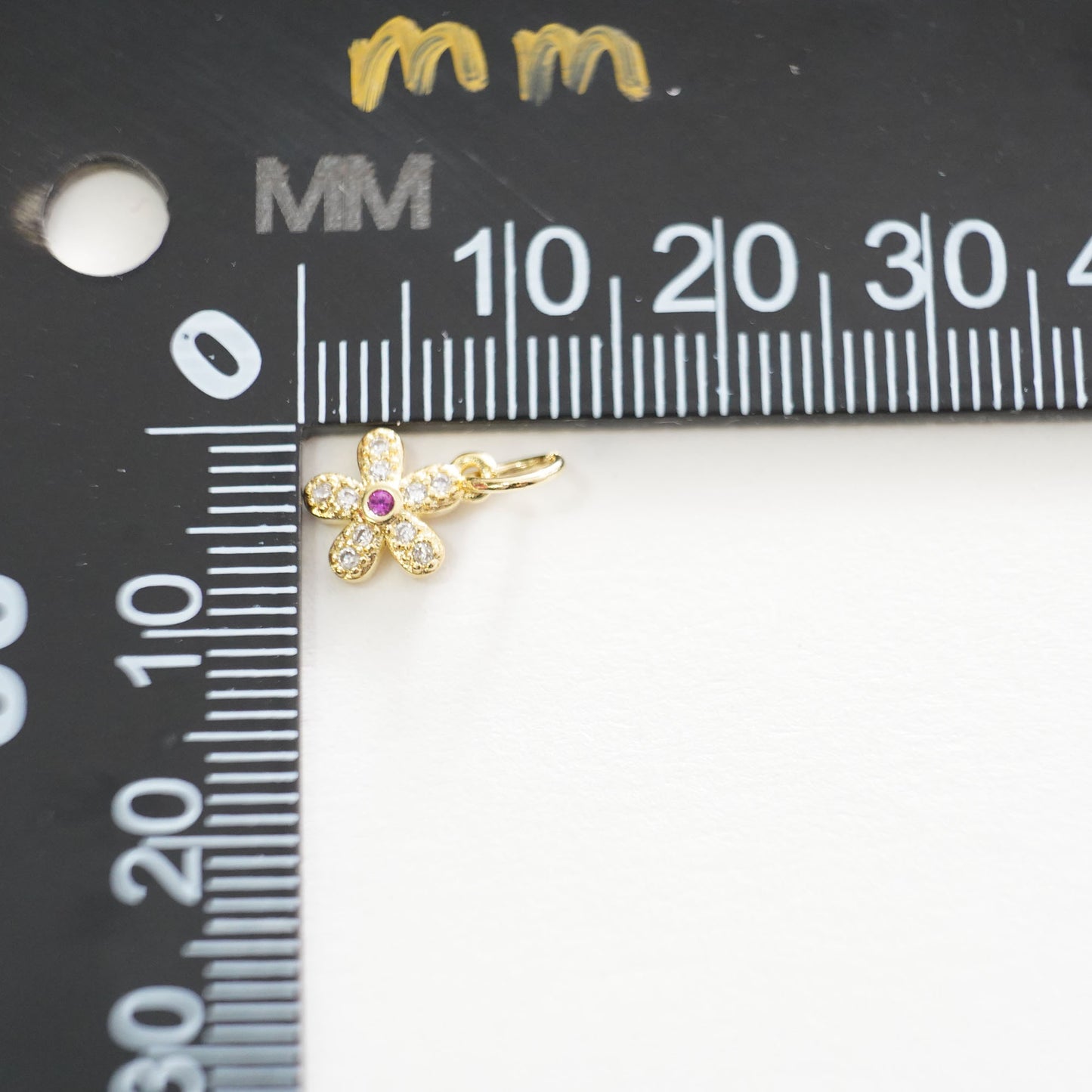 Gold Flower Charms,18K Gold Filled CZ flower Pendant,Silver flower Charm Bracelet Necklace for DIY Jewelry Making Supply