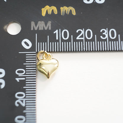 Gold Heart Charms,18K Gold Filled Heart Pendant,Heart Charm Bracelet Necklace for DIY Jewelry Making Supply