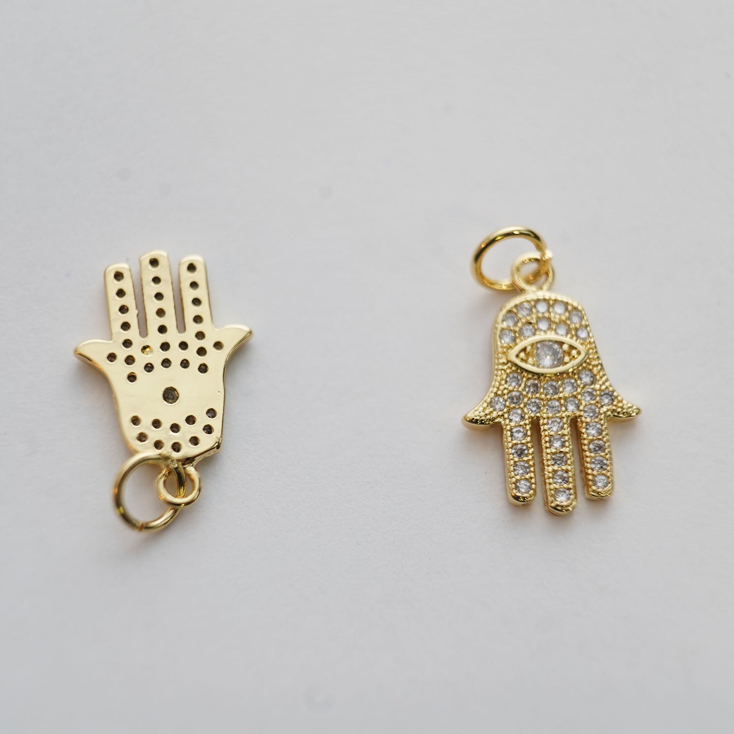 18K Gold Filled Hamsa Hand Pendant,CZ Micro Pave Turquoise Hand Evill Eye Charm Necklace for DIY Jewelry Making Supply