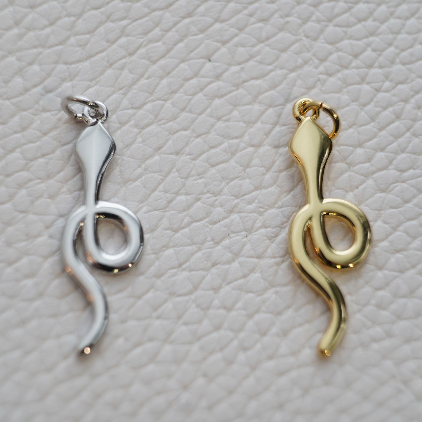 18K Gold Filled Snake Pendant,Silver Snake Charms Bracelet Necklace for DIY Jewelry Making Supply