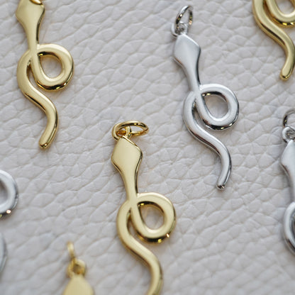 18K Gold Filled Snake Pendant,Silver Snake Charms Bracelet Necklace for DIY Jewelry Making Supply