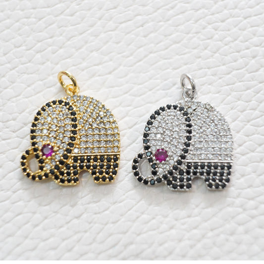 Gold Elephant Charms,18K Gold Filled CZ Elephant Pendant,Elephant Charm Bracelet Necklace for DIY Jewelry Making Supply