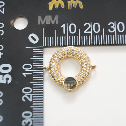 Gold Round Connector Charms,18K Gold Filled CZ Round Pendant,Round Charm Bracelet Necklace for DIY Jewelry Making Supply