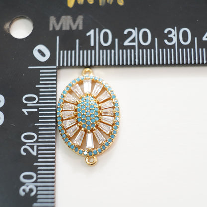 Gold Oval Connector Charms,18K Gold Filled CZ Oval Pendant,Oval Charm Bracelet Necklace for DIY Jewelry Making Supply