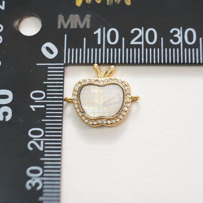 Gold apple Connector Charms,18K Gold Filled Shell apple Pendant Bracelet Necklace for DIY Jewelry Making Supply