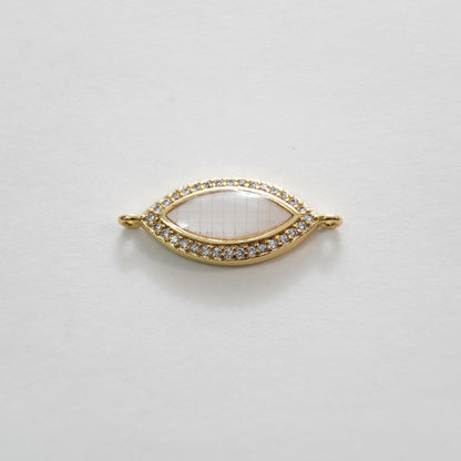 Gold Oval Connector Charms,18K Gold Filled CZ Oval Pendant,Oval Charm Bracelet Necklace for DIY Jewelry Making Supply