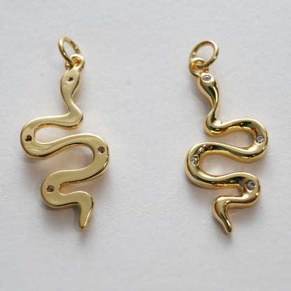 18K Gold Filled Snake Pendant,Silver Snake Charms Bracelet Necklace for DIY Jewelry Making Supply