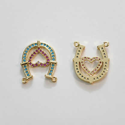 Gold Heart Connector Charms,18K Gold Filled Heart Pendant,Heart Charm Bracelet Necklace for DIY Jewelry Making Supply