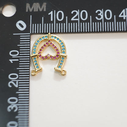Gold Heart Connector Charms,18K Gold Filled Heart Pendant,Heart Charm Bracelet Necklace for DIY Jewelry Making Supply