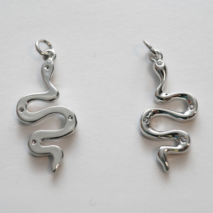 18K Gold Filled Snake Pendant,Silver Snake Charms Bracelet Necklace for DIY Jewelry Making Supply