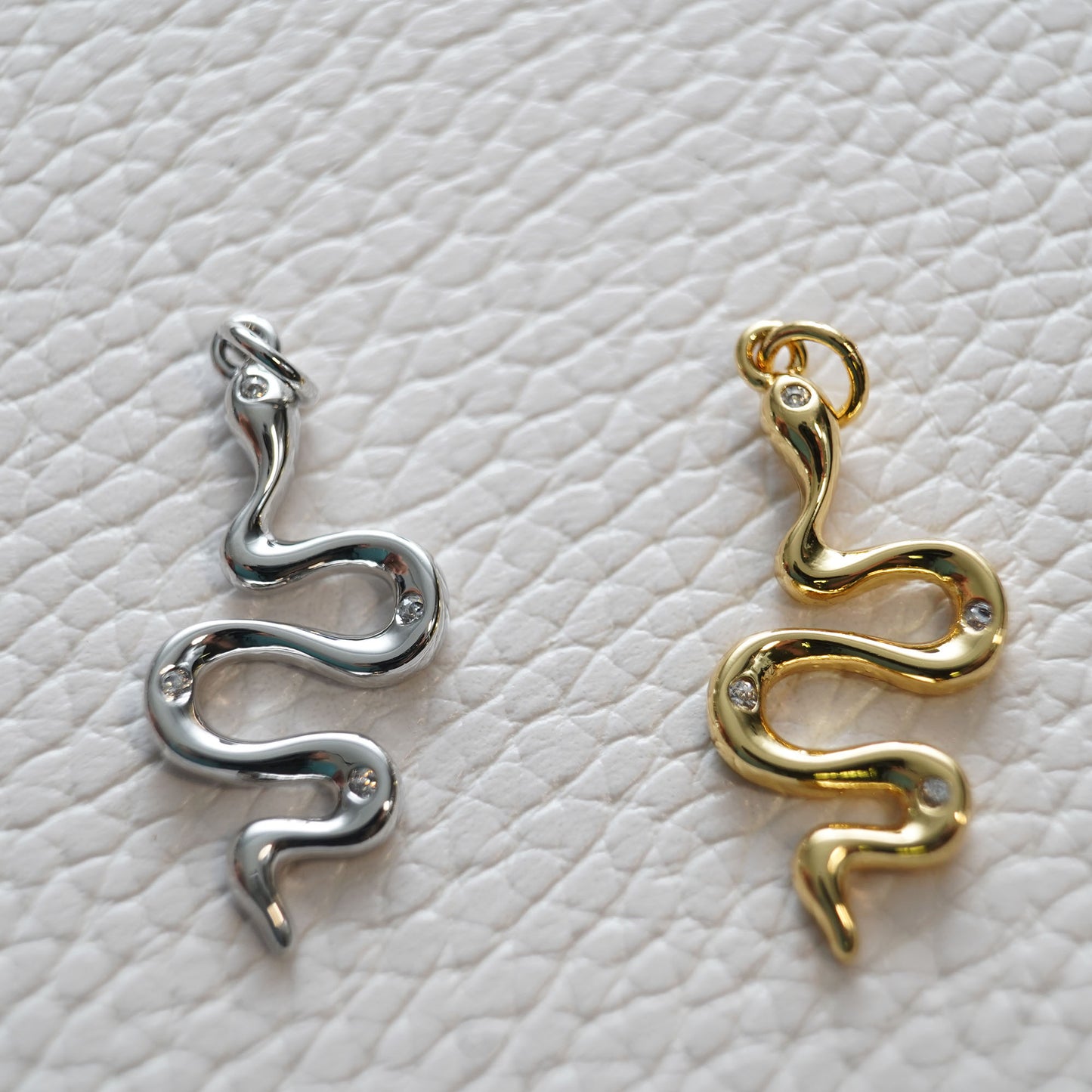 18K Gold Filled Snake Pendant,Silver Snake Charms Bracelet Necklace for DIY Jewelry Making Supply