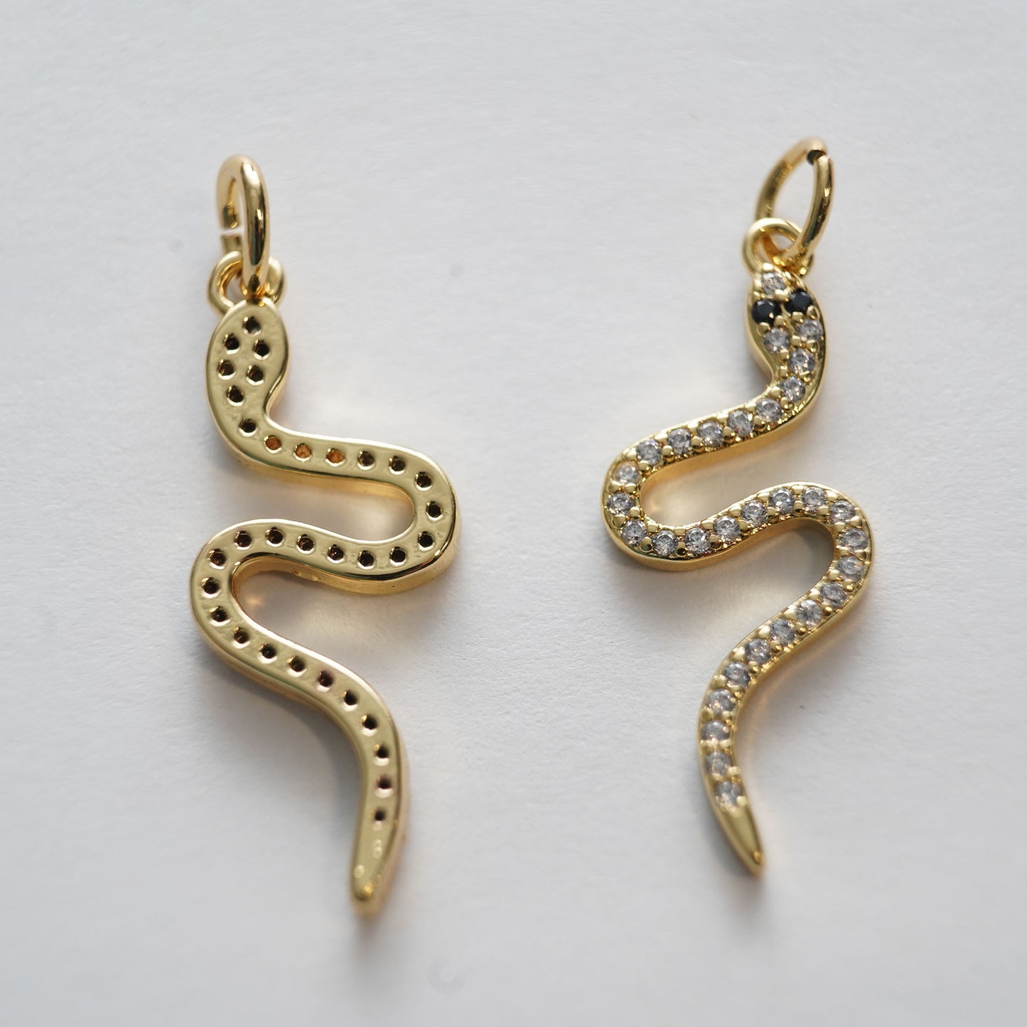 18K Gold Filled Snake Pendant,CZ Snake Charms Bracelet Necklace for DIY Jewelry Making Supply