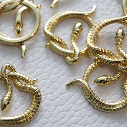 18K Gold Filled Snake Pendant,Silver Snake Charms Bracelet Necklace for DIY Jewelry Making Supply