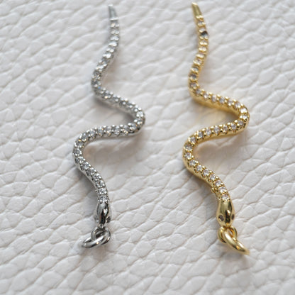 Gold Snake charms,18K Gold Filled CZ Micro Pave Snake Pendant,Silver Snake Charms Bracelet Necklace for DIY Jewelry Making Supply