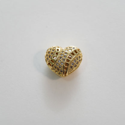 Gold Heart Beads Charms,18K Gold Filled CZ Heart Pendant,Heart Charm Bracelet Necklace for DIY Jewelry Making Supply